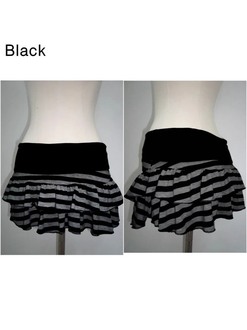 2026 New Women's Y2K Sexy Striped Color Block A-Line Mini Skirt Korean Japanese Streetwear Harajuku Niche Versatile Summer Skirt