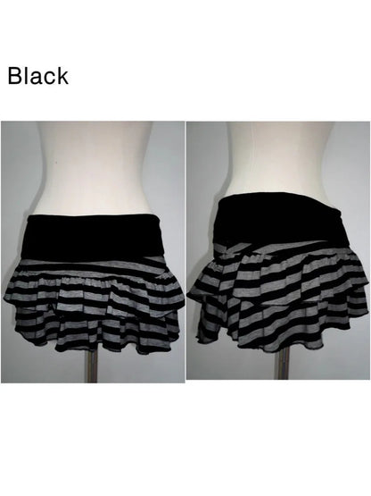 2026 New Women's Y2K Sexy Striped Color Block A-Line Mini Skirt Korean Japanese Streetwear Harajuku Niche Versatile Summer Skirt