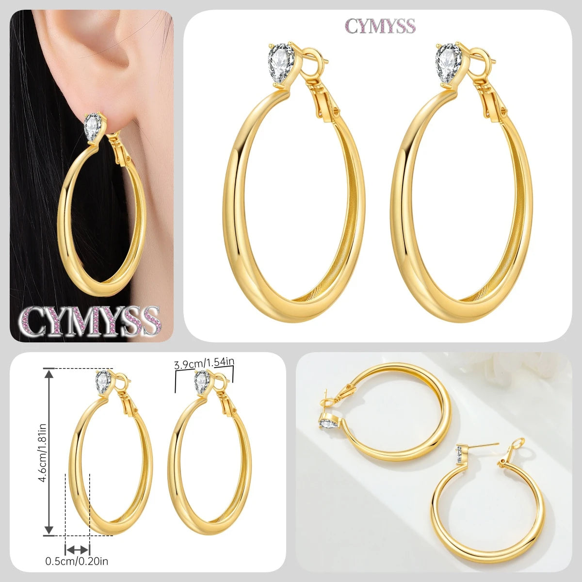 Original 925 Sterling Silver Heart Vintage Luxury Earrings Fashion 18K Gold Hoop Earrings for Women Piercing Jewelry Aretes 2026