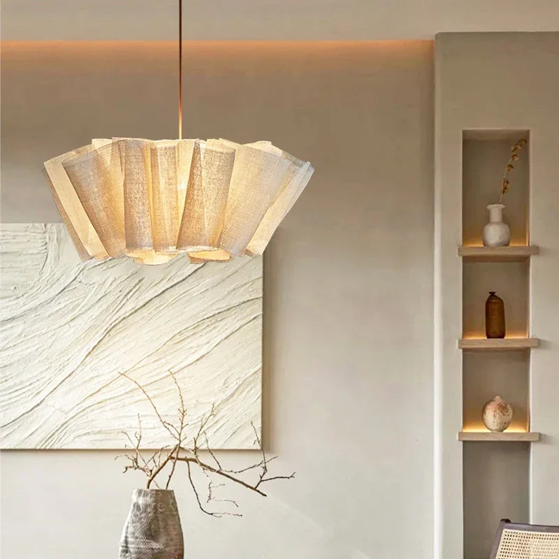 Japanese Wabi-Sabi Style Fabric Chandeliers Medieval Vintage Tea Room Restaurant Pendant Lights Lighting Bedroom Lustre Lamps