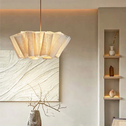 Japanese Wabi-Sabi Style Fabric Chandeliers Medieval Vintage Tea Room Restaurant Pendant Lights Lighting Bedroom Lustre Lamps