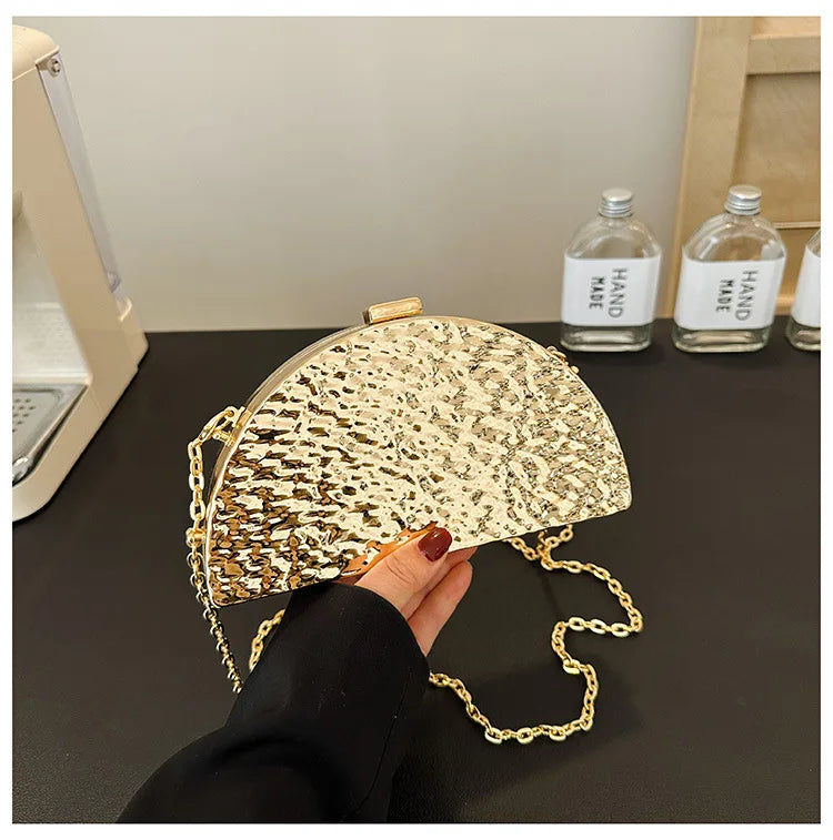 Luxury Golden Evening Bags For Women Wedding Dinner Party Chain Shoulder Cross Body Bag 2024 Designer Purses And Handbags