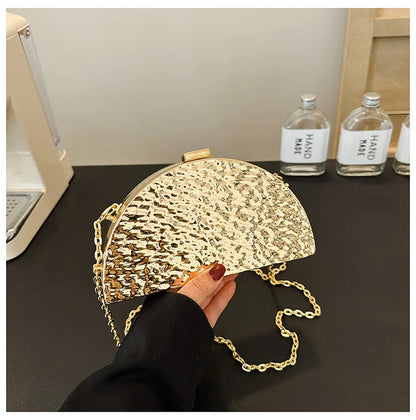 Luxury Golden Evening Bags For Women Wedding Dinner Party Chain Shoulder Cross Body Bag 2024 Designer Purses And Handbags