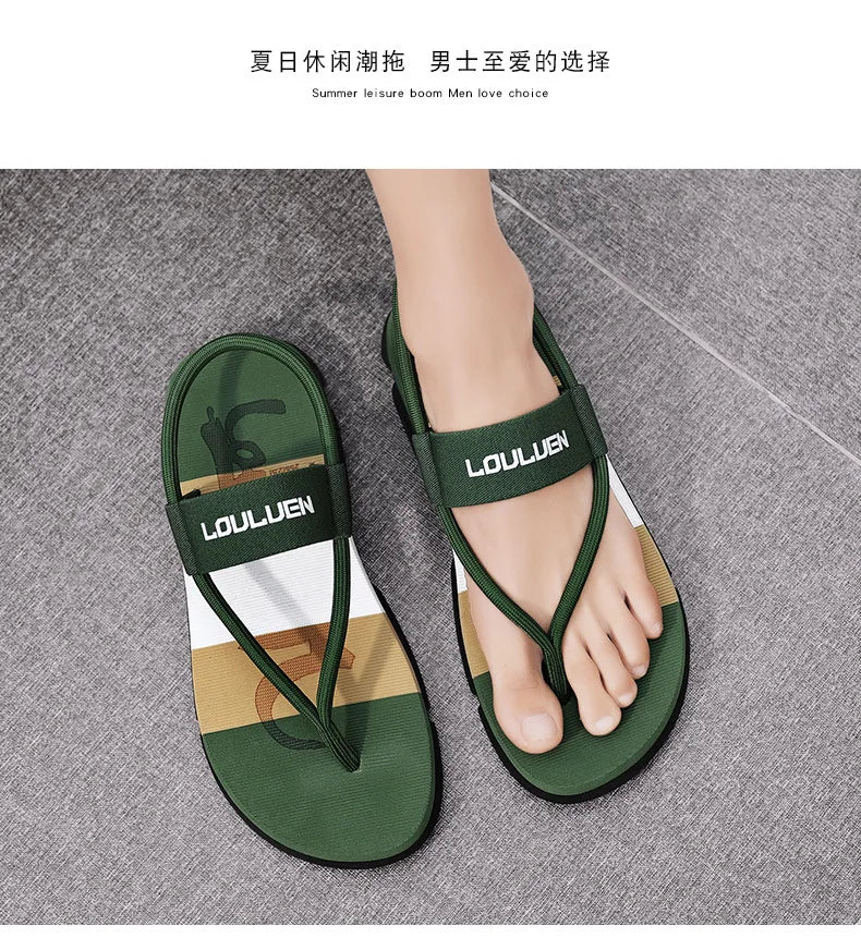 Kidmi New Men Sandals Summer Men Flat Sandals Outdoor Beach Flip-flops Fashion Home Flat Sandals Soft Non-slip Cloud Sandals