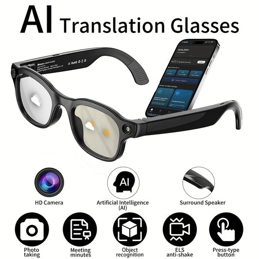 800W HD AI Smart Glasses with Camera, 1080P HD Video Recording, AI Assistant, Real-Time Translation, with Color-Changing Lenses