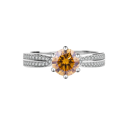 Women's PT950 Platinum Ring - 1 Carat Moissanite Star Queen Style, Six-Claw Setting, Perfect for Wedding & Proposal