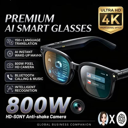 New Smart AI Glasses 800W Shooting Camera HD Photo Video Voice Call Translation Waterproof Bluetooth AI Motorcycle Glasses