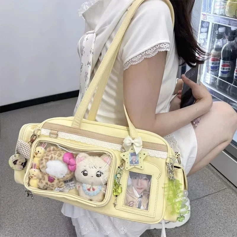 New Concert Ita Bags Y2k Cute Jk Girl Shoulder Bags Badge Display Transparent Crossbody Bag Stylish Large-capacity Commuter Bags