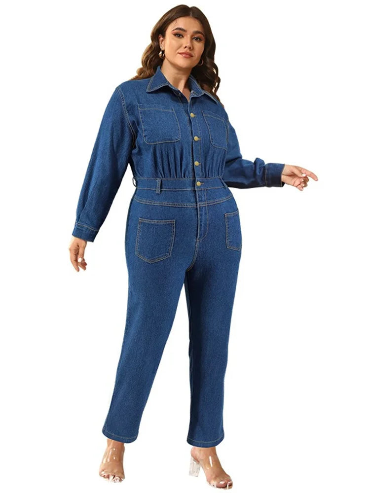 Wmstar Jumpsuit Women Denim Pants Bodycon Pockets Casual Cool Button Fashion Street Wear Romper Wholesale Dropshipping New Style