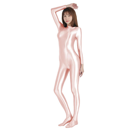 AMORESY Shiny Glitter Diving Surfing Swimwear One-piece Back Zipper Overall Zentai Jumpsuit Sport Gym Bodysuit Catsuit Playsuit
