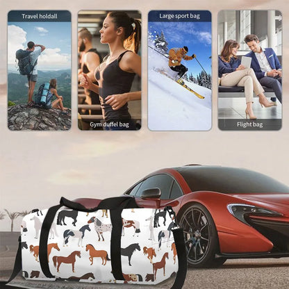 animal horse panda cat dog 3D Printed Large Capacity Travel Bags Barrel Shape Crossbody Bag Outdoor Sports Bags Gym Yoga Bag