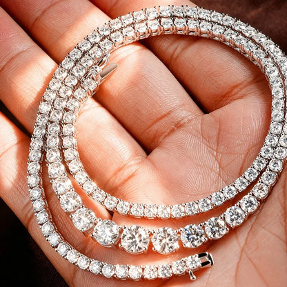 Full Moissanite Tennis Necklace Woman 925 Sterling Sliver Neck Chain Choker Necklace Sparkling Wedding Bridal Fine Jewelry Gifts