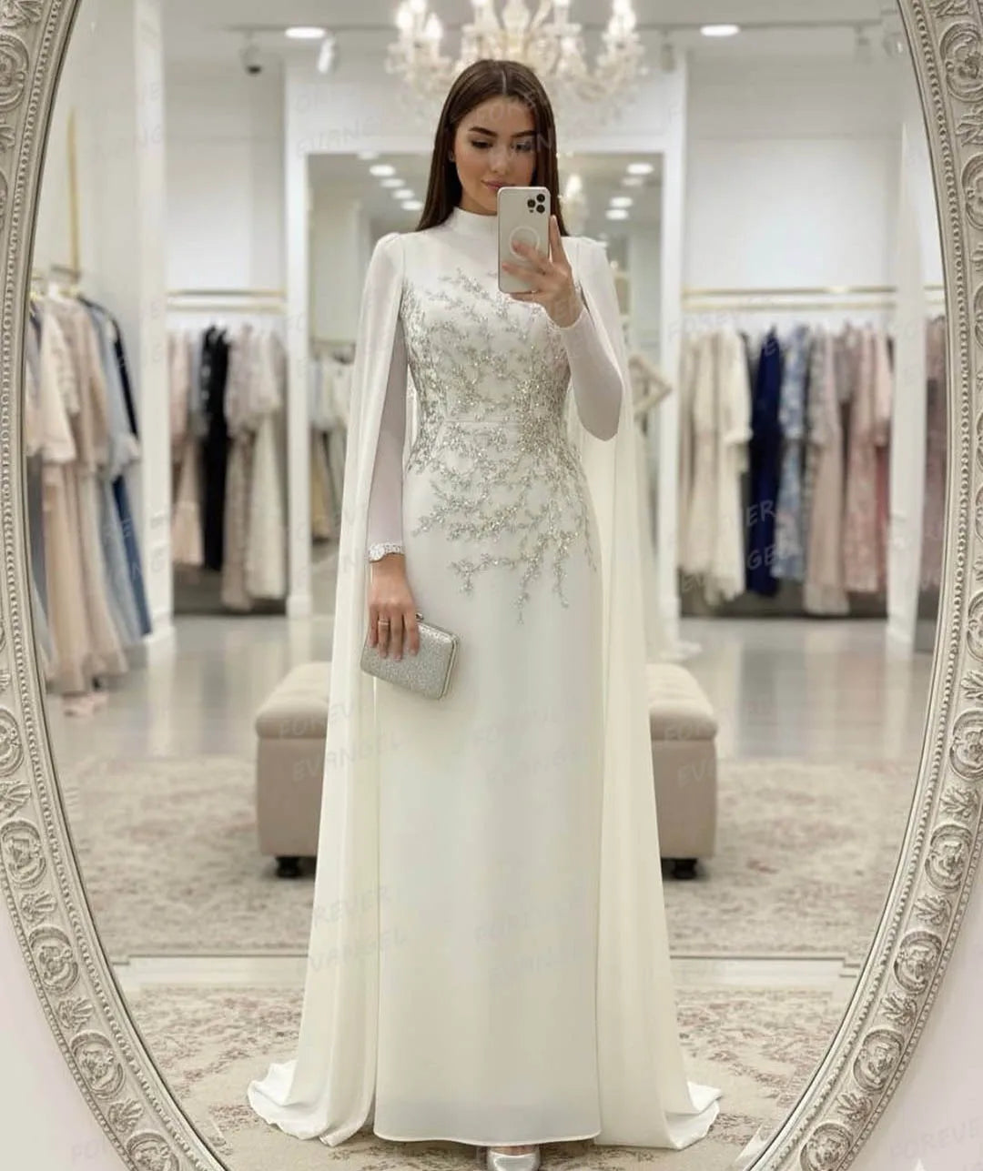 Luxury Wedding Dresses Woman Mermaid Bride Gowns Sexy Long Sleeve Formal Appliques Shawl High Neck Customized Vestidos De Novia