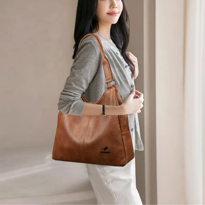 Three Layers Genuine Brand Tote Bag Luxury Handbags for Women Mom Shoulder Hand Bag Designer Top Quality Soft Leather Sac New