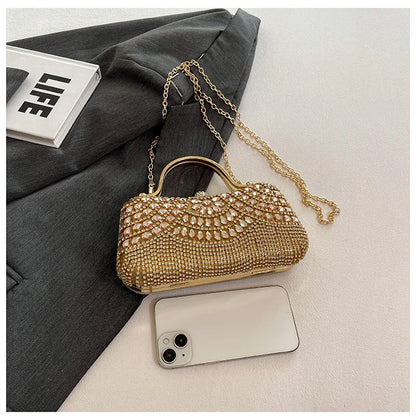 Super Exquisite Diamonds Frame Handbags Gold Silver Hasp Chains Designer New Style Shoulder Bags for Women 2025 Fashion Party
