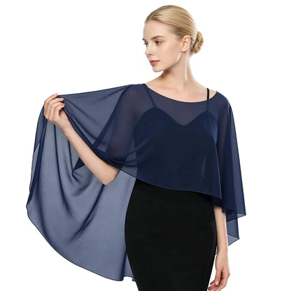 New Fashion Soft Wedding Capes Long Solid Color Chiffon Shrug Sunscreen Wraps Womens Ladies