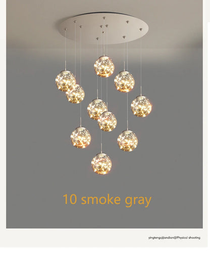 Modern LED Chandelier Glass Ball Dimmable Pendant Lamp for Staircase Living Room Home Decor Suspension Lighting Design Lusters