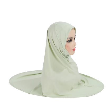 H124 Adults high quality big size muslim hijab scarf with chin part islamic headscarf hats armia pull on headwrap turban caps