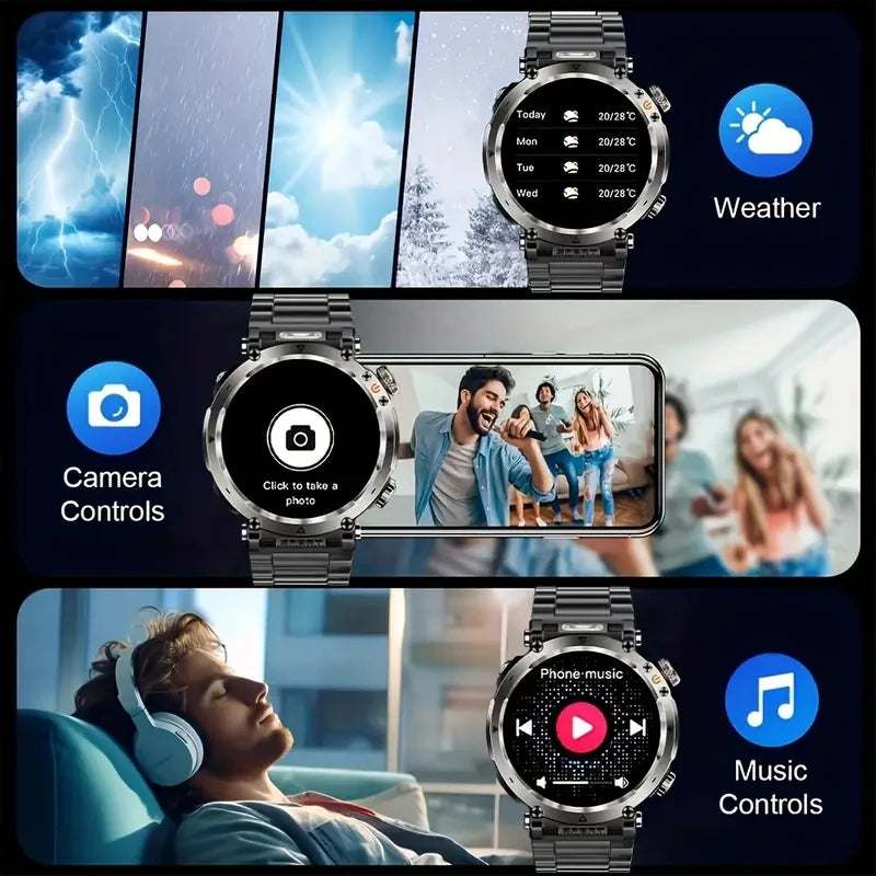 DAORKOW 2026 New Model 10ATM Waterproof 600mAh Smartwatch Compass LED Flashlight Bluetooth Call Outdoor Sports Smartwatch