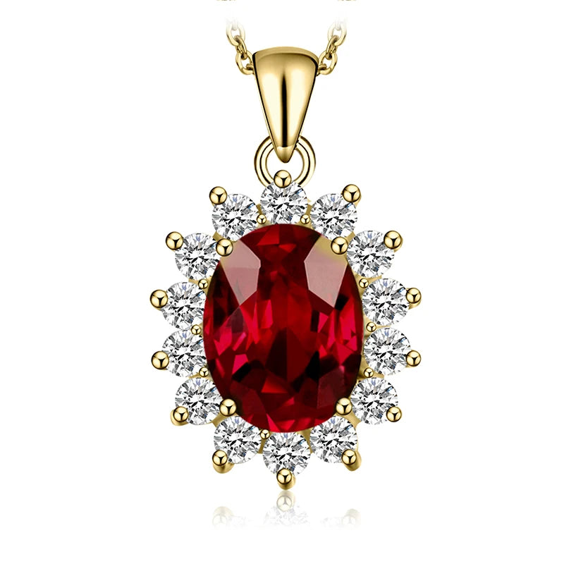 JewelryPalace Princess Diana Created Blue Sapphire Ruby Simulated Emerald 925 Sterling Silver Pendant Necklace for WomenNo Chain