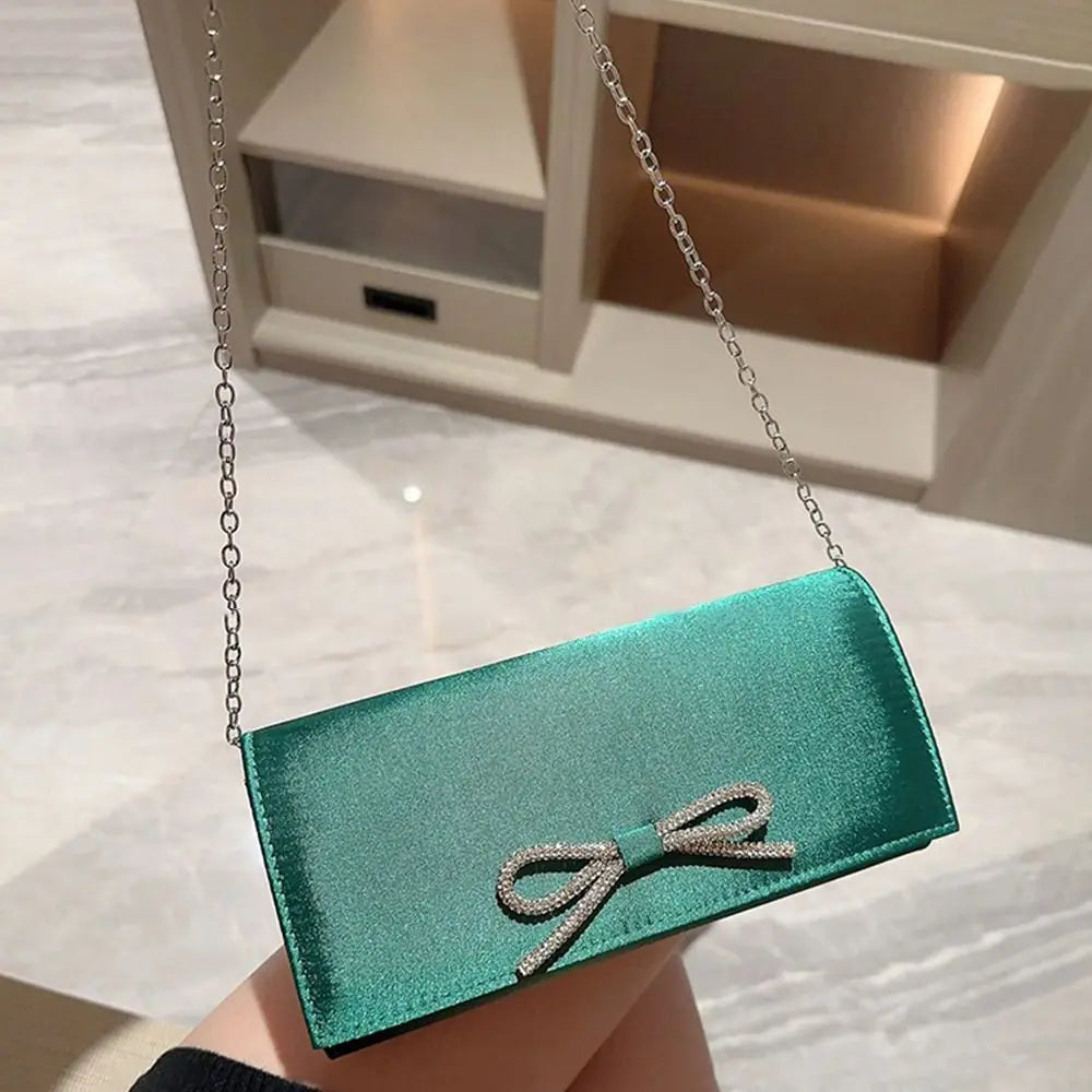 Luxury Sequins Silk Evening Bags Silver Clutch Bag Chain Bags Women Ladies