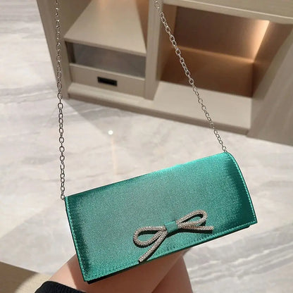 Luxury Sequins Silk Evening Bags Silver Clutch Bag Chain Bags Women Ladies