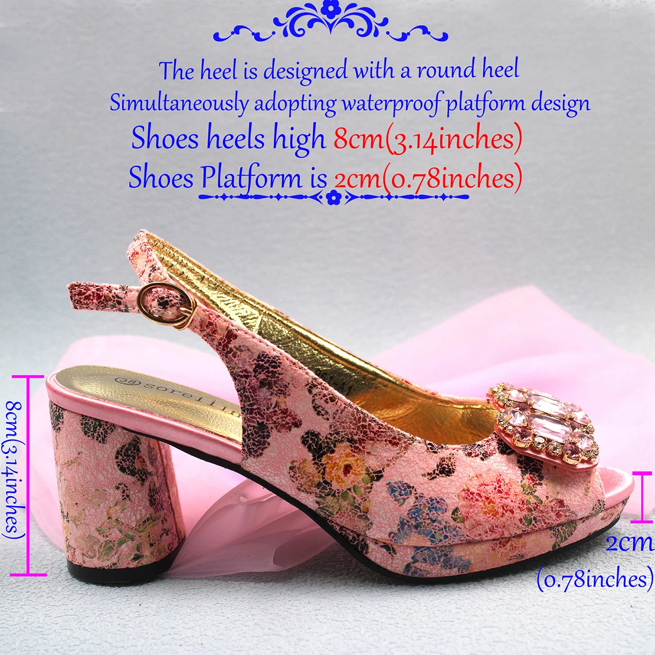 2024 Mature Style High Quality Comfortable Heels Italian Women Shoes and Bag Set with Shinning Crystal in Yellow Color