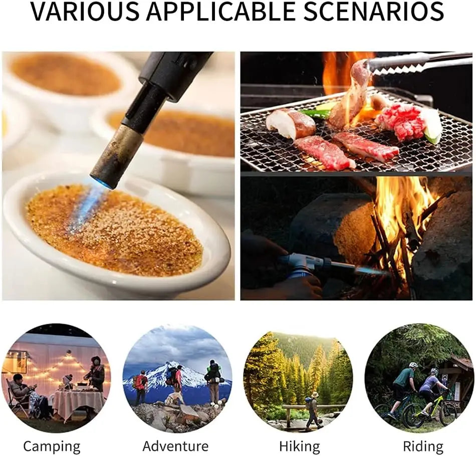 Outdoor Portable Welding Gas Torch Flame Nozzle Butane Burner Camp BBQ Lighter Flamethrower Kitchen Supplies Welding Equipment
