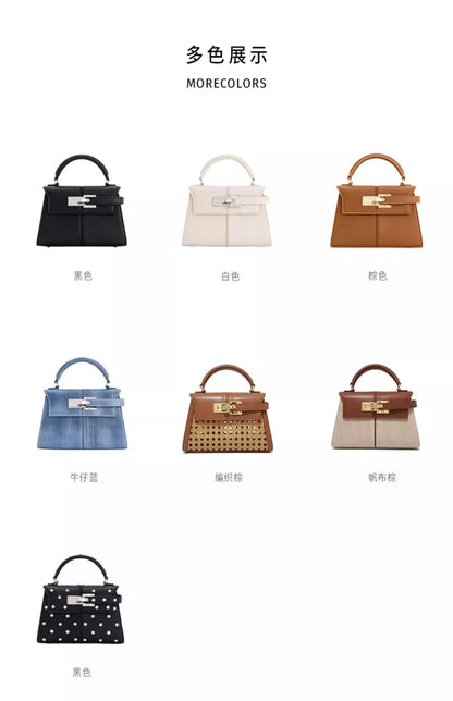 2026 New Trapezoidal Genuine Leather Women Handbag Niche Fashion Versatile Top Handle Luxury Ladies Shoulder Crossbody Purse