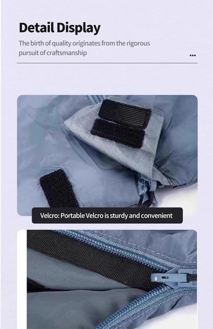 Outdoor Camping Ultralight Compact Adult Sleeping Bag Travel Washable Down Cotton Insulation Dirt-Resistant Portable Waterproof