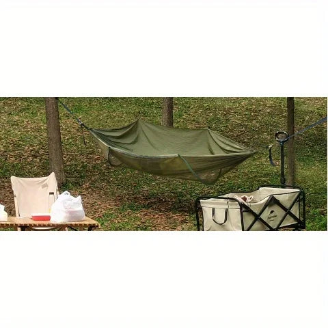 2-In-1 Camping Hammock With Mosquito Net 1.6lbs Ultralight Parachute Nylon Hanging Bed For Outdoor Survival Travel Backyard