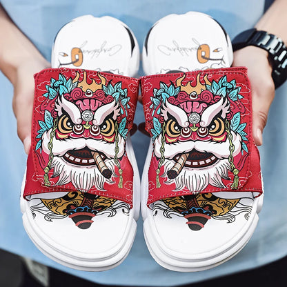 Ngouxm Summer Youth Slippers Men Unique Design High Quality Slippers Non-Slip Outside Flip Flops Thick-Soled Toe Sandals