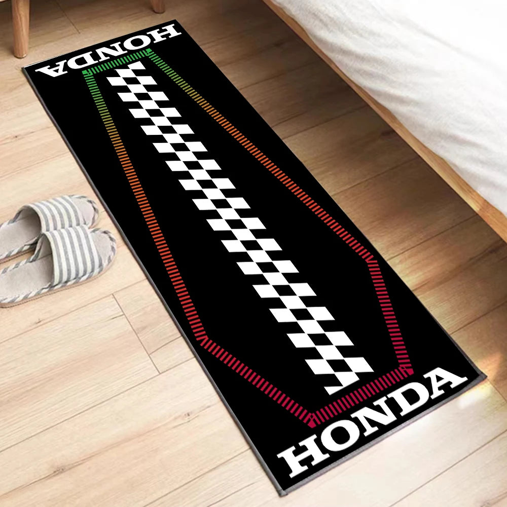 Racing Motorcycle Floor Mat, Non-Slip Dart Mat for Garage, Honda Style Motorcycle Show Carpet, Washable Anti-Slip Rug for Motocr