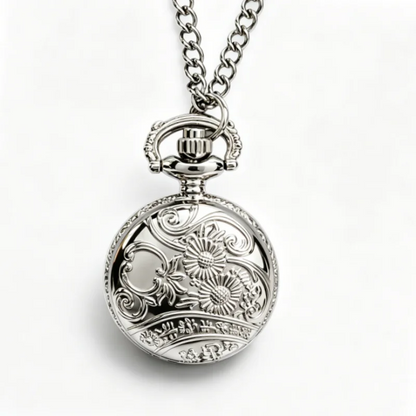Retro Charm Neutral Small Hollow Heart Carving Quartz Steampunk Pocket Watch Men's and Women's Necklace Pendant Gift