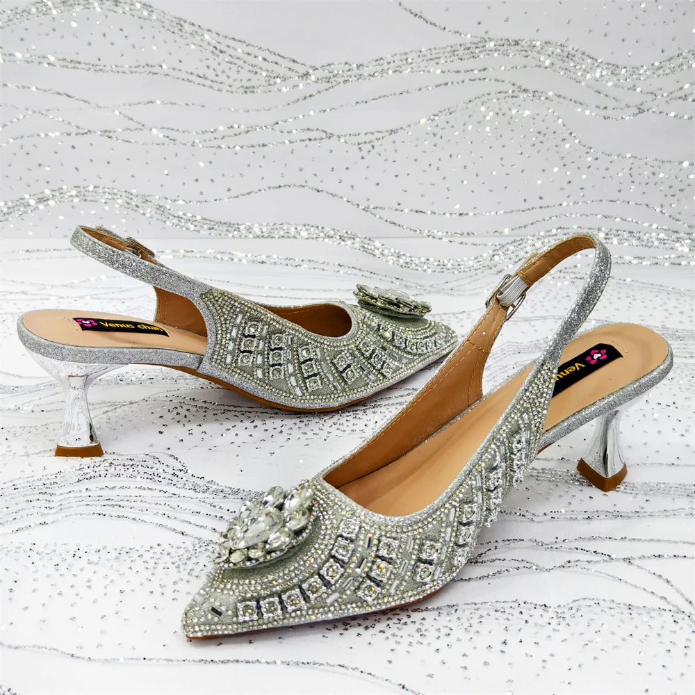 Venus Chan 2026 Olive Green Italian Butterfly Design Pointed Toe Slingback Sandals with Matching Bag - Elegant Set Perfect
