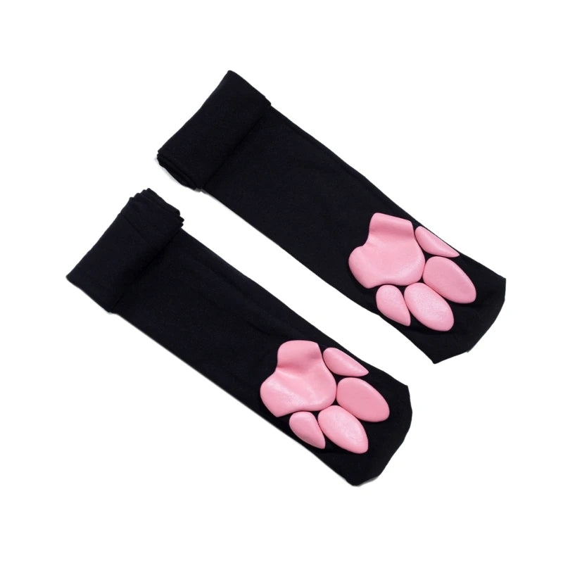 Cat Paw Thigh High Stocking Cosplay Paw Pad Socks Kitten Paw Over Knee Stockings