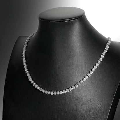 KNOBSPIN 7.5 - 12.81ct D VVS1 Moissanite Tennis Necklaces for Women GRA Certified 925 Sterling Silver Plated 18k Flower Necklace