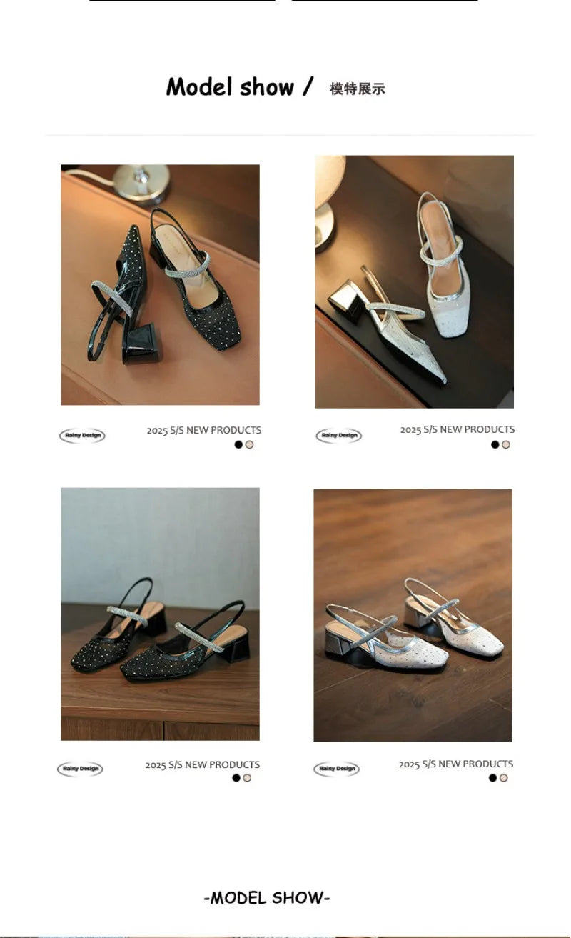 New Arrival Women Shoes Luxury Rhinestone High Heeled Sandals for Woman Elegant French Wedding Shoe Designer Shoes Zapatos Mujer