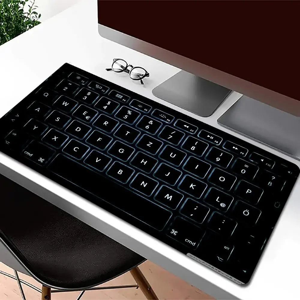 Black Keyboard Extra Big Mouse Pad Anti-Slip Rubber Base Desk Pad Durable Locking Edge Laptop Mouse Mat for Gamer Home Office