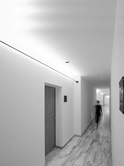 LED black and white skyline steel strip luminous linear no main light decoration, modern creative exhibition hall wall light