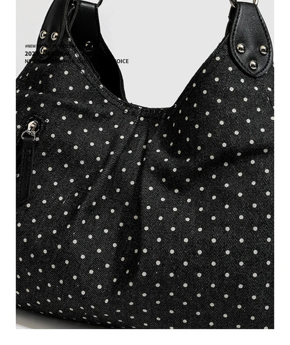 Fashionable Vintage Messenger Bags New Polka Dot Handbag Korean-style Large-capacity Tote Bags Versatile Comfortable Casual Bags