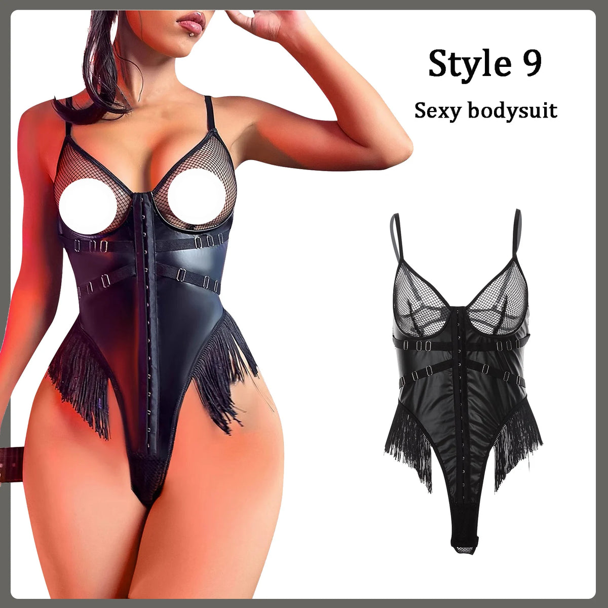 Sexy Women Lingerie Babydoll Underwear PU Leather Dress Erotic Lingerie Sex Costumes Erotic Dress Sex Clothes Dance Clubwear