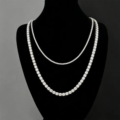 FEOBUR 3/4/5mm Real Moissanite Tennis Necklace for Women Men S925 Silver Certified Full Diamond Neck Chains Trendy Jewelry Gift