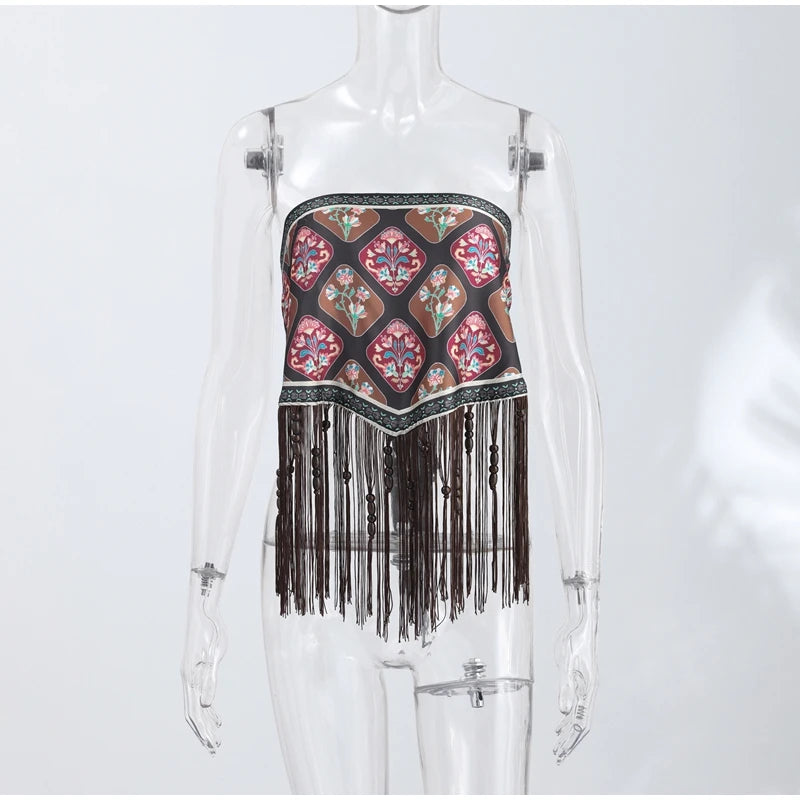 Fashion Vintage Printed Tassel Square Scarf Women Fringe Patchwork Shawl Waist Seal Accessories 2026 Spring Summer Street Shawls