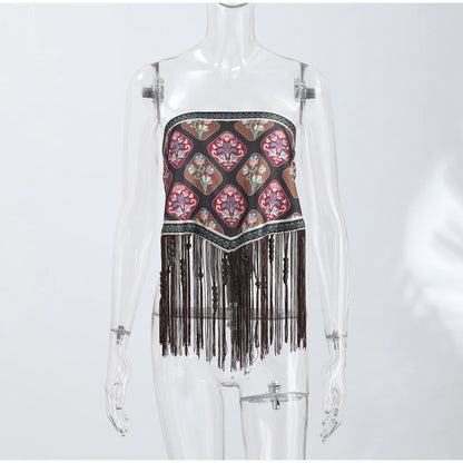 Fashion Vintage Printed Tassel Square Scarf Women Fringe Patchwork Shawl Waist Seal Accessories 2026 Spring Summer Street Shawls