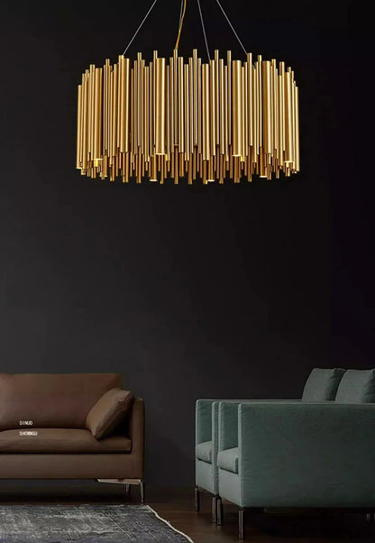 Living room chandelier Villa duplex modern simple stainless steel creative chandelier interior lighting LED lights gold