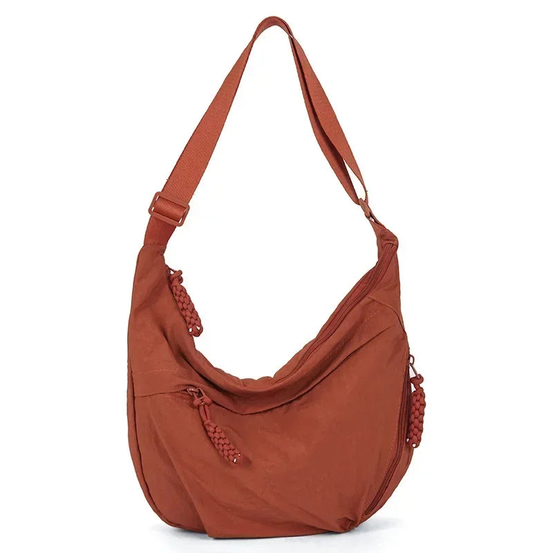 Trendy Women's Soft Cloth Shoulder Bag Solid Color Student Casual Style Big Handbags Crossbody Bags for Women Shoulder Hobos Bag