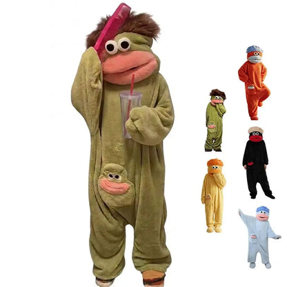 Funny Soft Coral Fleece Big Mouth Onesie Pajamas Thicken Texture Hooded Pajamas Fleece Pajamas Loungewear