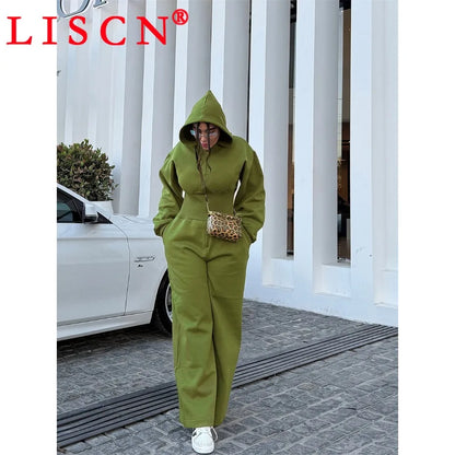 5 Bulk Items Wholesale Lots Rompers Womens Jumpsuits Long Sleeve Hooded Slim Solid Casual Y2k Clothing Street K16131