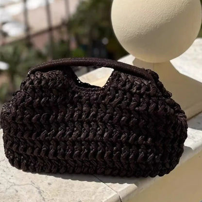 Elegant Luxury Woven Clutch Bag Large Capacity Simple Texture Women Handbag Straw Beach Bag Wallet Travel
